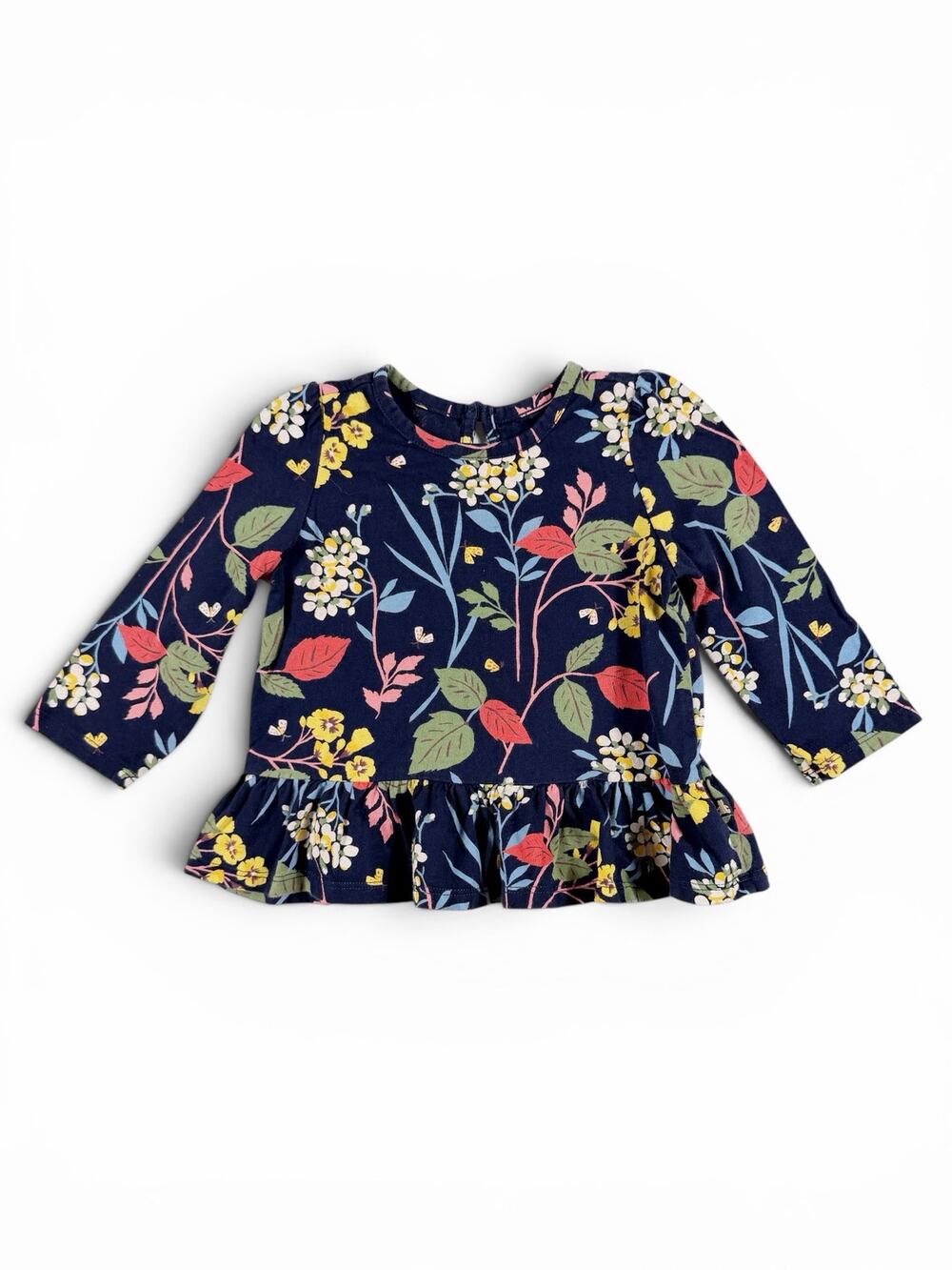 Baby Gap Floral Peplum Top Navy Size 12–18 Months